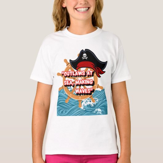 海賊の操舵輪の引用 Tシャツ (正面)