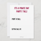 海賊の日パーティーの招待状 招待状 (裏面)