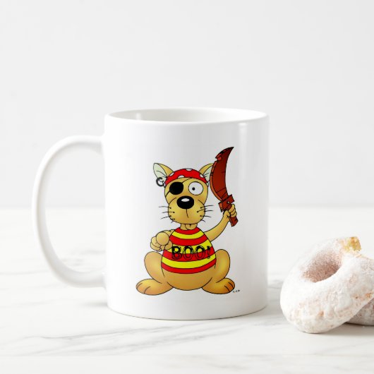 海賊の格好をしたおもしろい犬と玩具の剣 コーヒーマグカップ (ドーナツ)