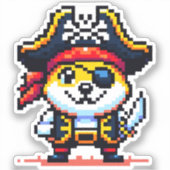 海賊の犬 – Pixel おもしろい Art Adventureデザイン シール (正面)