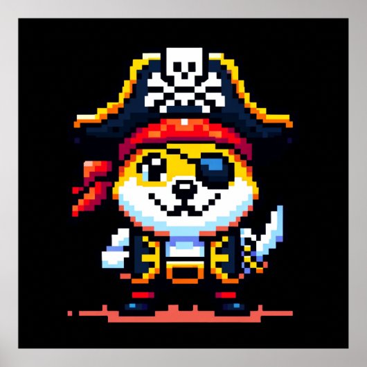 海賊の犬 – Pixel おもしろい Art Adventureデザイン ポスター (正面)