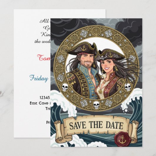 海賊の結婚式を忘れないで ステキなSave The Date セーブザデート (正面/裏面)