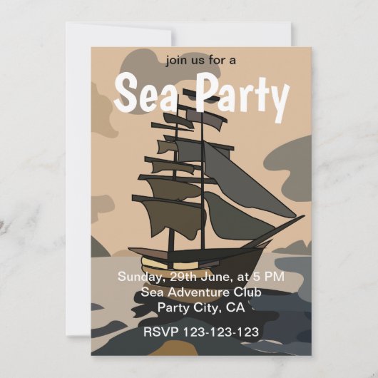 海賊の船の冒険パーティー 招待状 (正面)