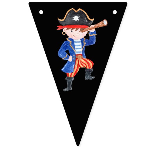 海賊の誕生日をテーマにしたパーティーの宝のオウム バンティングフラッグ (第1の旗)