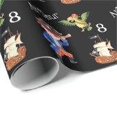 海賊の誕生日をテーマにしたパーティーの宝のオウム ラッピングペーパー (ロールコーナー)