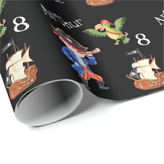 海賊の誕生日をテーマにしたパーティーの宝のオウム ラッピングペーパー (ロールコーナー)