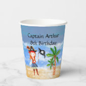 海賊の誕生日をテーマにしたパーティーの宝のオウム 紙コップ (裏面)