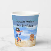 海賊の誕生日をテーマにしたパーティーの宝のオウム 紙コップ (正面)