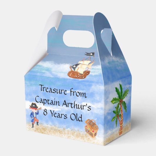 海賊の誕生日をテーマにしたパーティー宝箱 フェイバーボックス (正面サイド)