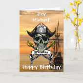 海賊の誕生日パーティーのお知らせ！ カード (黄色い花)