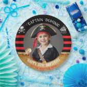 海賊の誕生日パーティーのカスタム写真とテキスト ペーパープレート (パーティー)