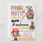 海賊の誕生日パーティーの宝の地図 招待状 (正面)