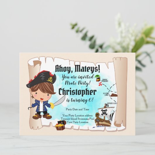 海賊の誕生日パーティーの招待 招待状 (スタンド正面)