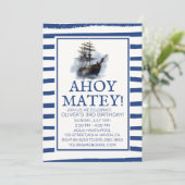 海賊の誕生日パーティーへ出航！ ブラックパイレーツシップバースデー 招待状 (スタンド正面)