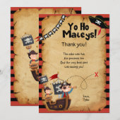 海賊の誕生日パーティー感謝カード サンキューカード (正面/裏面)