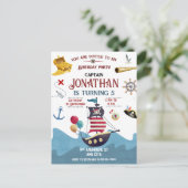 海賊の誕生日パーティー招待状 あほーい ボーイ ポストカード (スタンド正面)