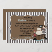 海賊の誕生日パーティー招待状 - ブラウン 招待状 (正面/裏面)