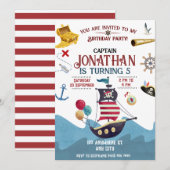 海賊の誕生日パーティー招待状 ボーイ 招待状 (正面/裏面)