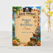 海賊の誕生日パーティー カード (黄色い花)
