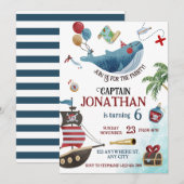 海賊の誕生日パーティー 招待状 (正面/裏面)