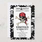 海賊の誕生日パーティー 水彩画 招待状 (正面)