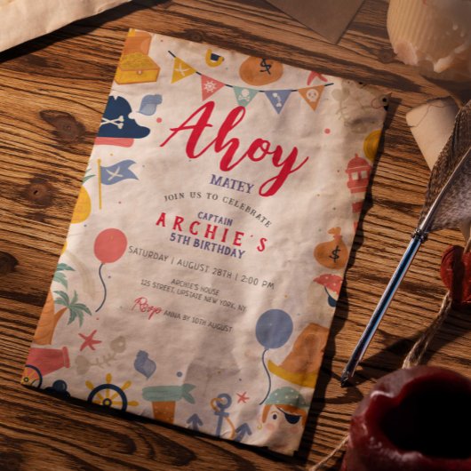 海賊の誕生日パーティーAhoy matey Boy 招待状
