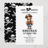 海賊の誕生日ボーイをテーマにした招待状です。 招待状 (正面/裏面)