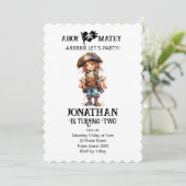 海賊の誕生日ボーイをテーマにした招待状です。 招待状 (スタンド正面)