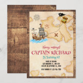海賊の誕生日招待状、宝探しの誕生日 招待状 (正面/裏面)