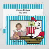 海賊の誕生日船の写真 招待状 (正面/裏面)