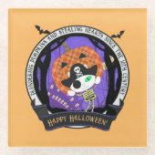 海賊の骨格猫 ガラスコースター (正面)