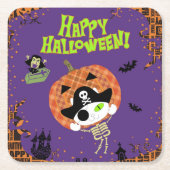 海賊の骨格猫 スクエアペーパーコースター (正面)