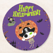 海賊の骨格猫 ラウンドペーパーコースター (正面)