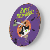 海賊の骨格猫 ラージ壁時計 (傾斜)