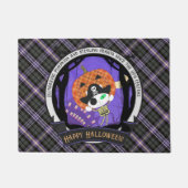 海賊の骸骨の猫と格子柄 ドアマット (正面)