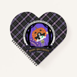 海賊の骸骨の猫と格子柄 ノートブック