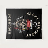 海賊の髑髏の幽霊船の背景 タペストリー (正面(横))