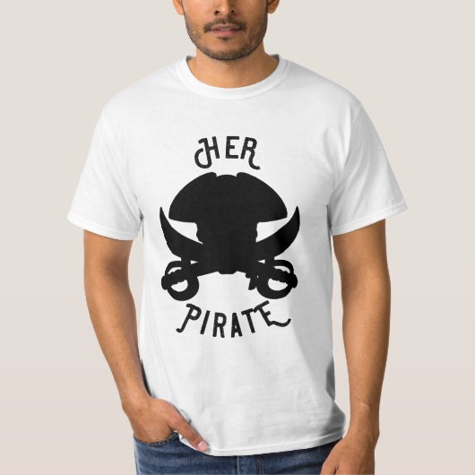 海賊の黒いドクロと剣 白 Tシャツ (正面)