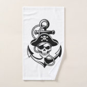 海賊はっきりしたスカルいかり-航海のデザイン バスタオルセット (ハンドタオル)