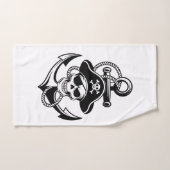 海賊はっきりしたスカルいかり-航海のデザイン バスタオルセット (ハンドタオル)