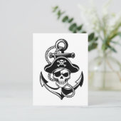 海賊はっきりしたスカルいかり-航海のデザイン ポストカード (スタンド正面)