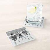 海賊は木製の脚を使ってガーデニングしている。おもしろい ガラスコースター (アングル)