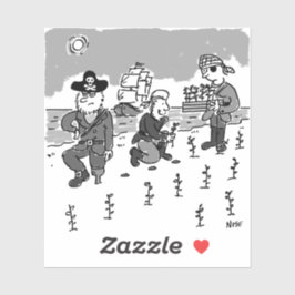 海賊は木製の脚を使ってガーデニングしている。おもしろい シール