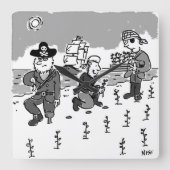 海賊は木製の脚を使ってガーデニングしている。おもしろい スクエア壁時計 (正面)