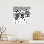 海賊は木製の脚を使ってガーデニングしている。おもしろい ポスター (キッチン)