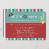 海賊または人魚の性はベビーシャワーの招待を明らかにします 招待状 (正面/裏面)