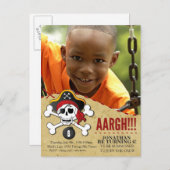 海賊をテーマにしたパーティの招待状 子供へ インビテーションポストカード (正面/裏面)