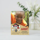 海賊をテーマにしたパーティの招待状 子供へ インビテーションポストカード (スタンド正面)