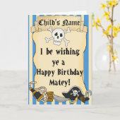 海賊をテーマにした児童ハッピーバースデーカード2 カード (黄色い花)