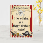海賊をテーマにした児童ハッピーバースデーカード カード (黄色い花)